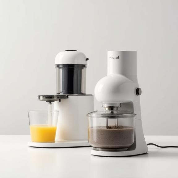 Un'impastatrice di design e un estrattore di succo.